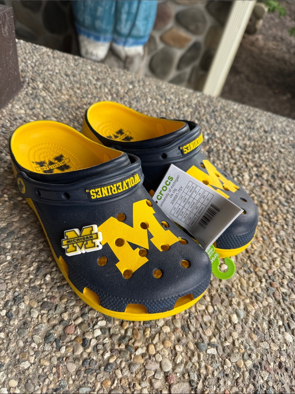 CROCS Kids Navy and Yellow Michigan Logo Clogs